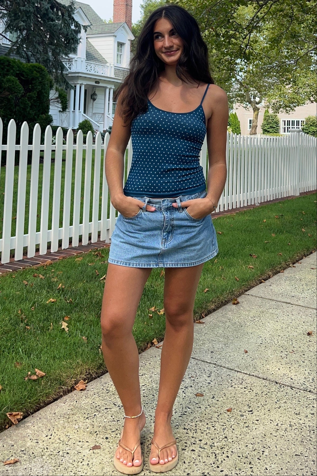 Nikibiki Deep Sea Blue Polka Dot Tank Top