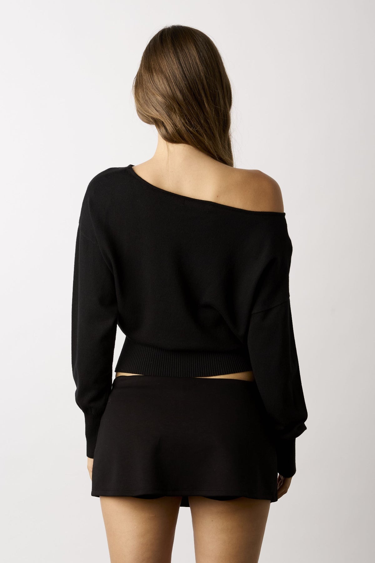 Roxie Black Off-The-Shoulder Sweater Top