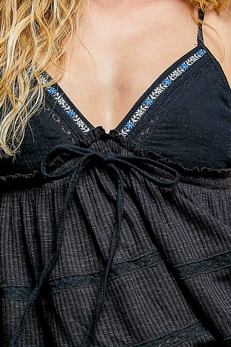 Kai Black Babydoll Cami Top