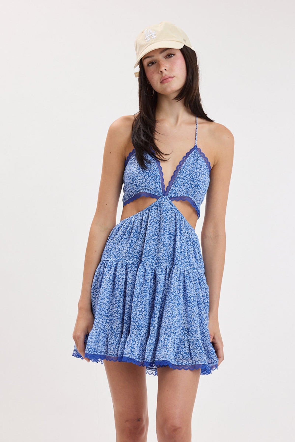 Garden Muse Blue Floral Halter Dress