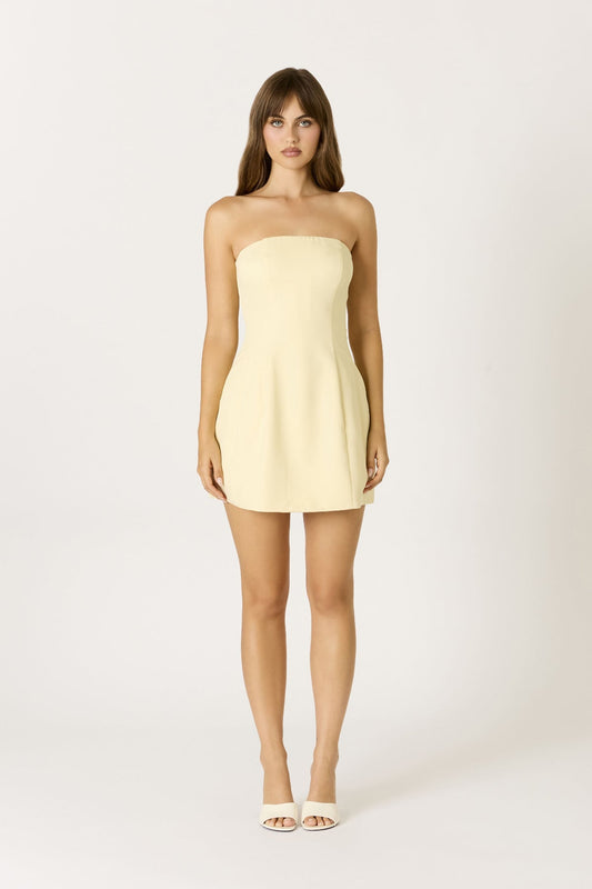 Devin Butter Yellow Strapless Mini Dress