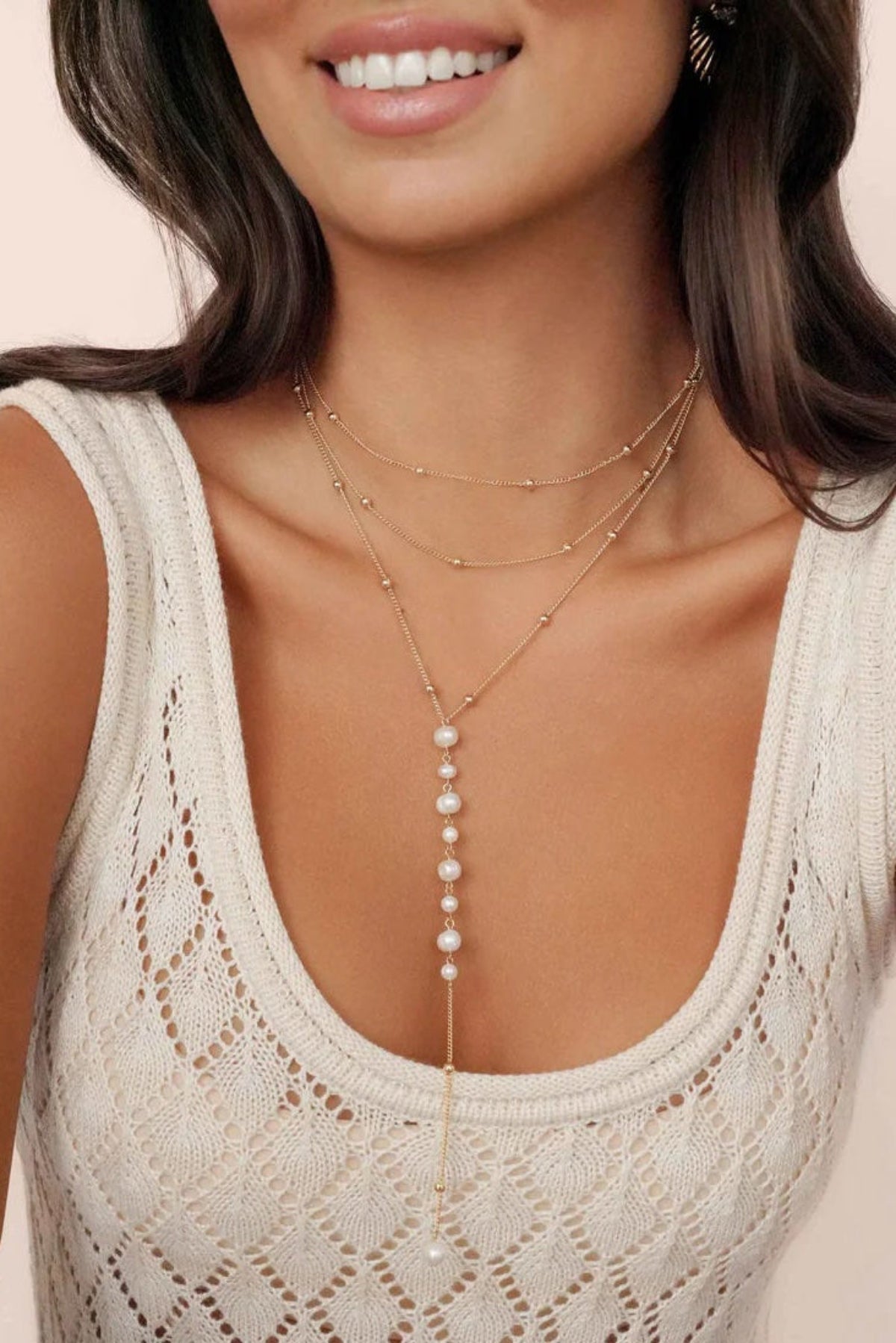 Ettika Coastal Pearl Lariat Necklace