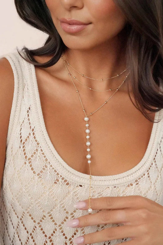Ettika Coastal Pearl Lariat Necklace