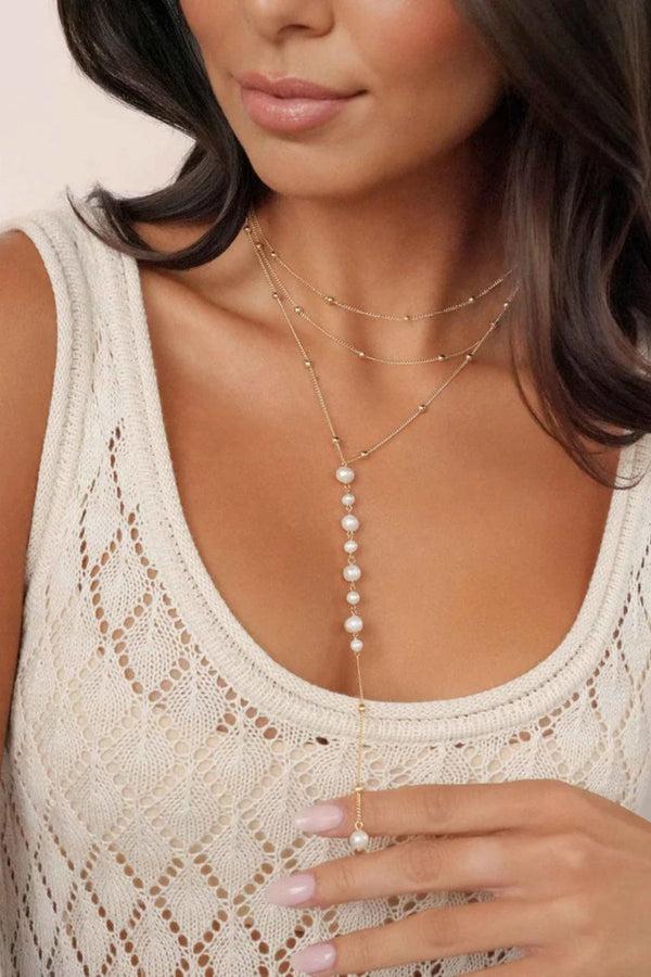 Ettika Coastal Pearl Lariat Necklace