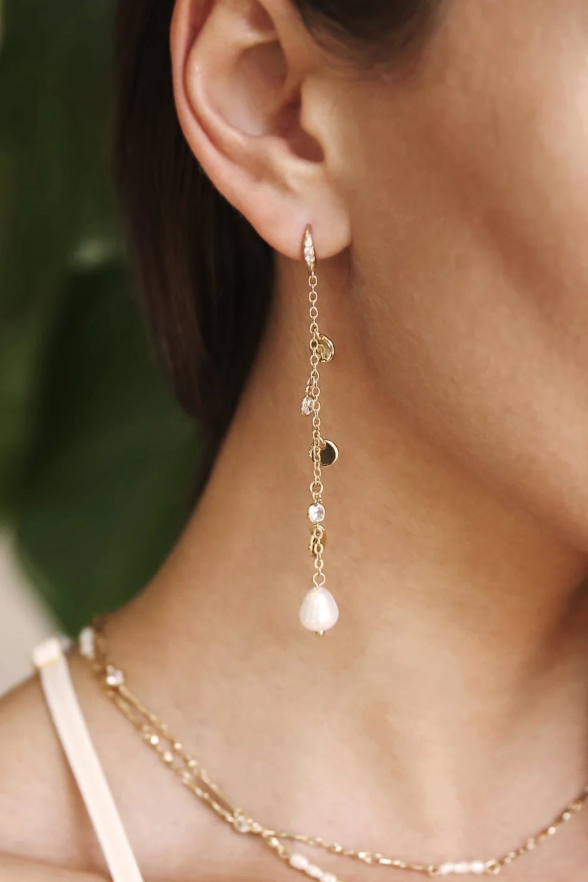 Ettika Delicate Dangle Freshwater Pearl Earrings