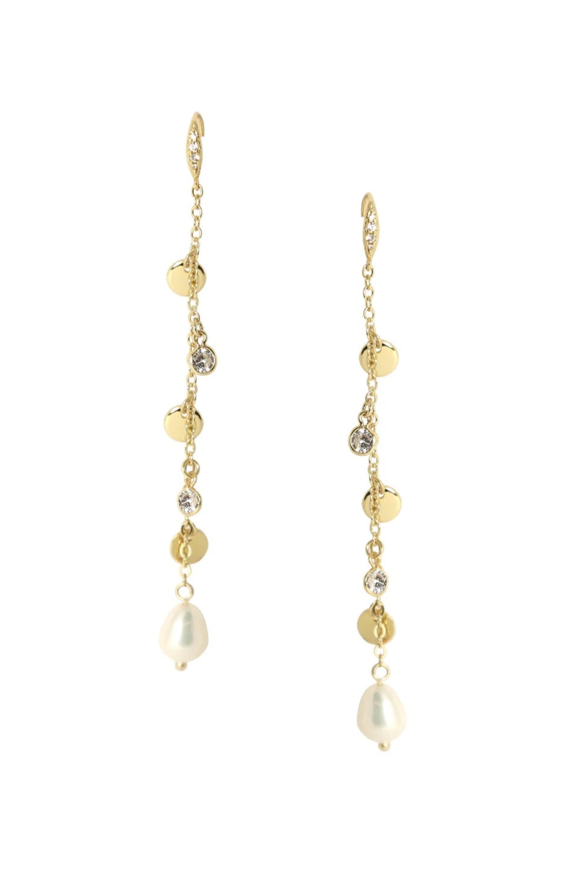 Ettika Delicate Dangle Freshwater Pearl Earrings