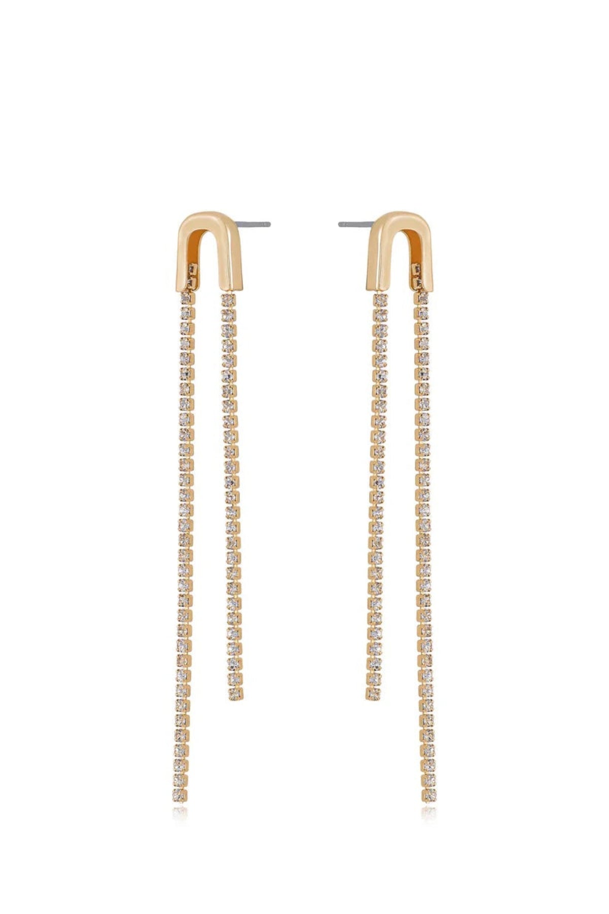 Ettika Double Chain Crystal Drop Earrings