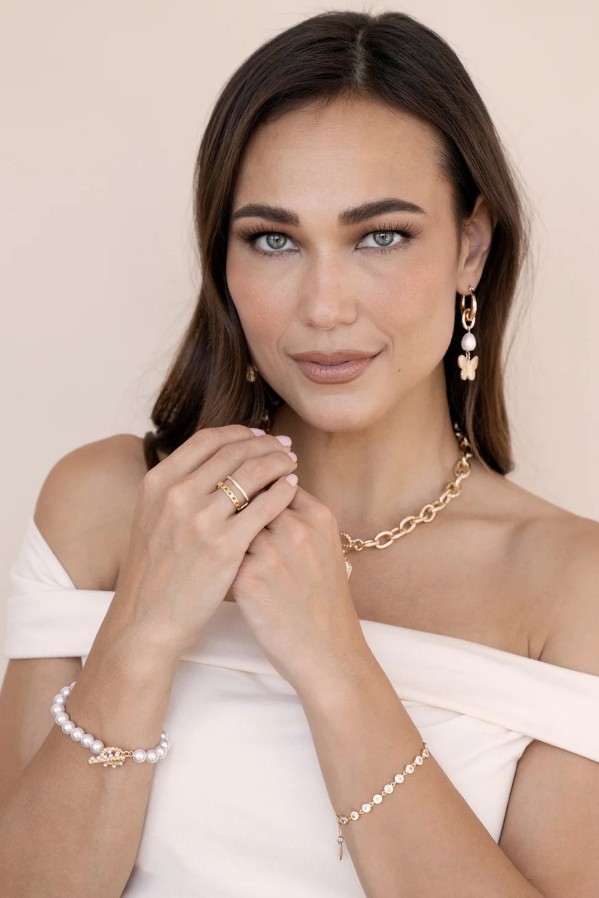 Ettika Everyday Gold Crystal Link Bracelet