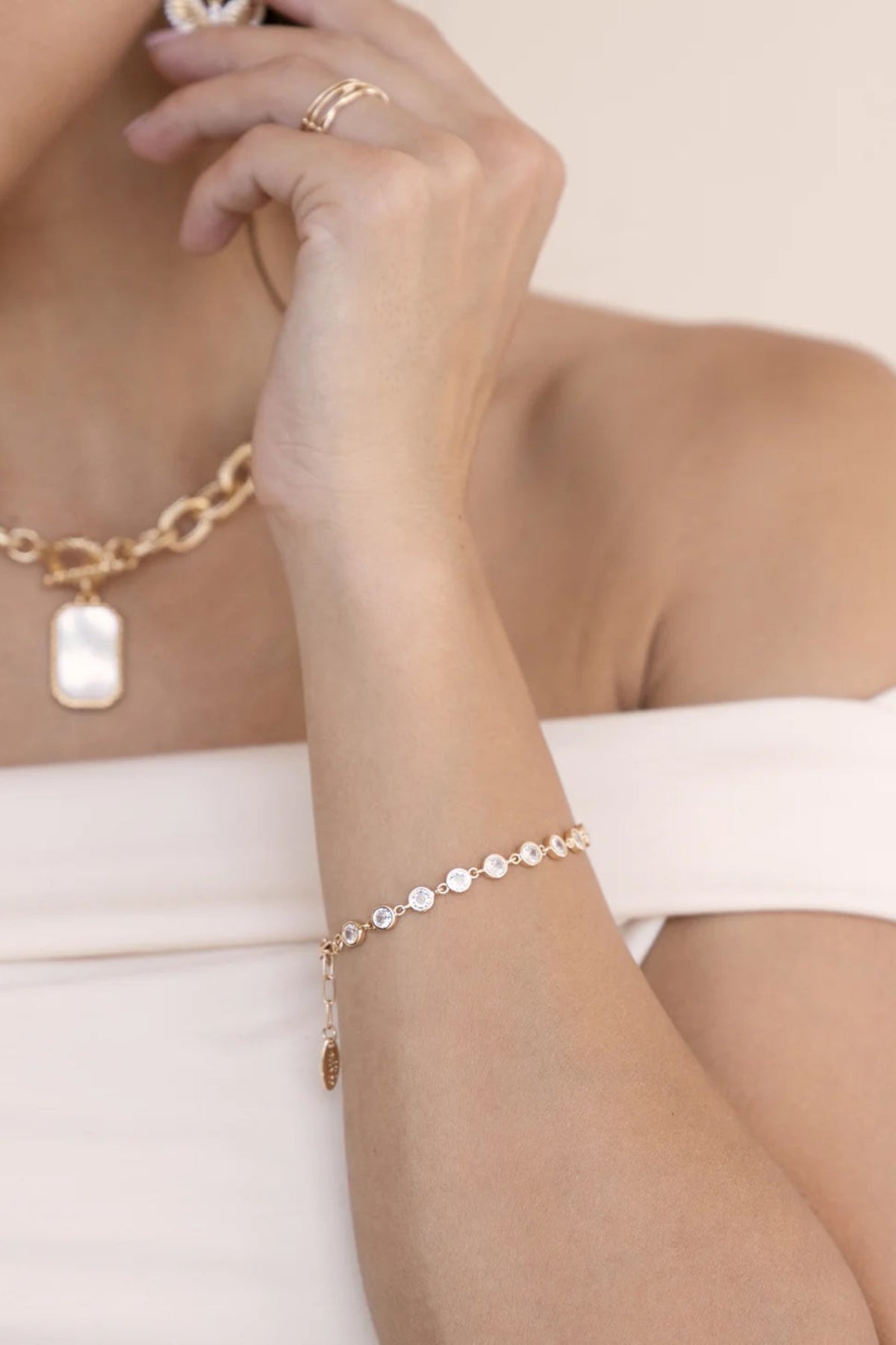 Ettika Everyday Gold Crystal Link Bracelet