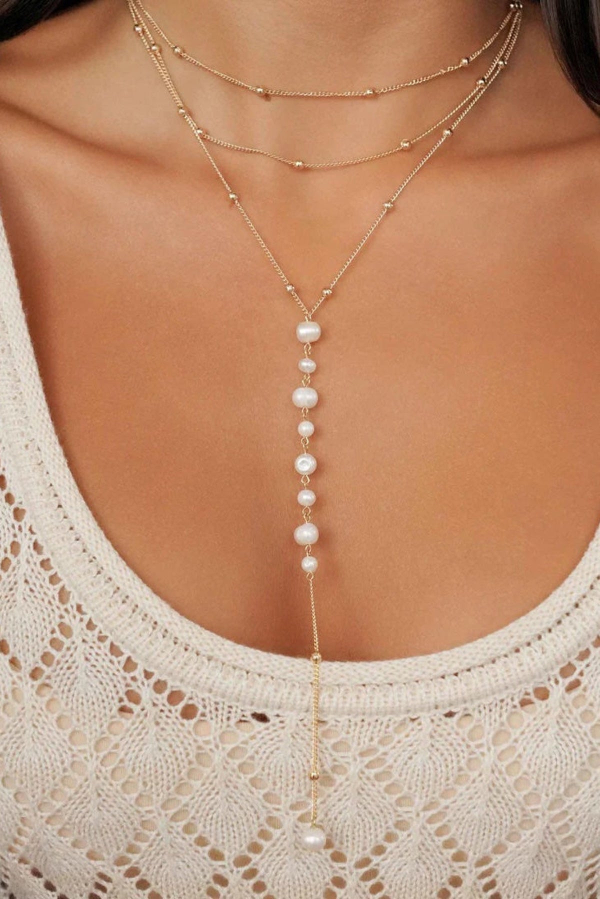 Ettika Coastal Pearl Lariat Necklace