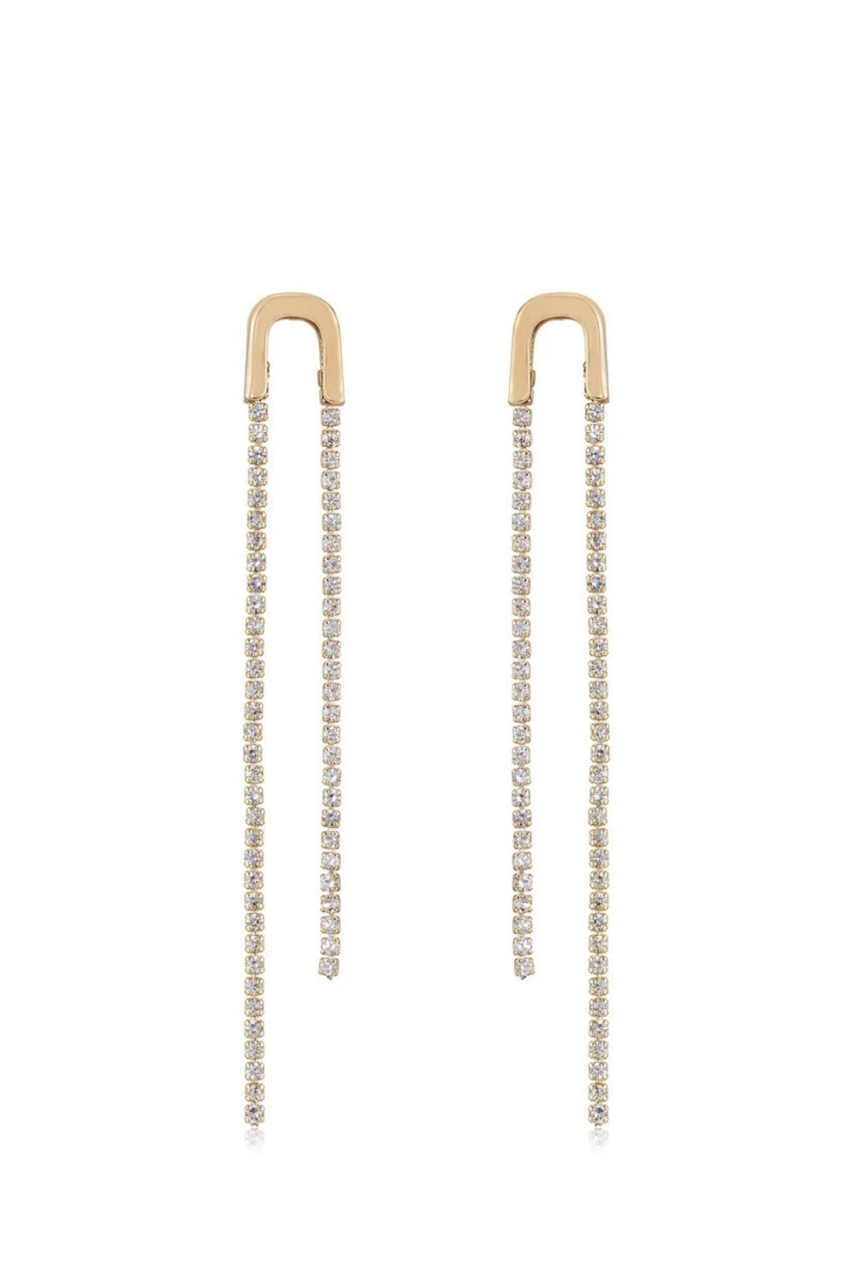 Ettika Double Chain Crystal Drop Earrings