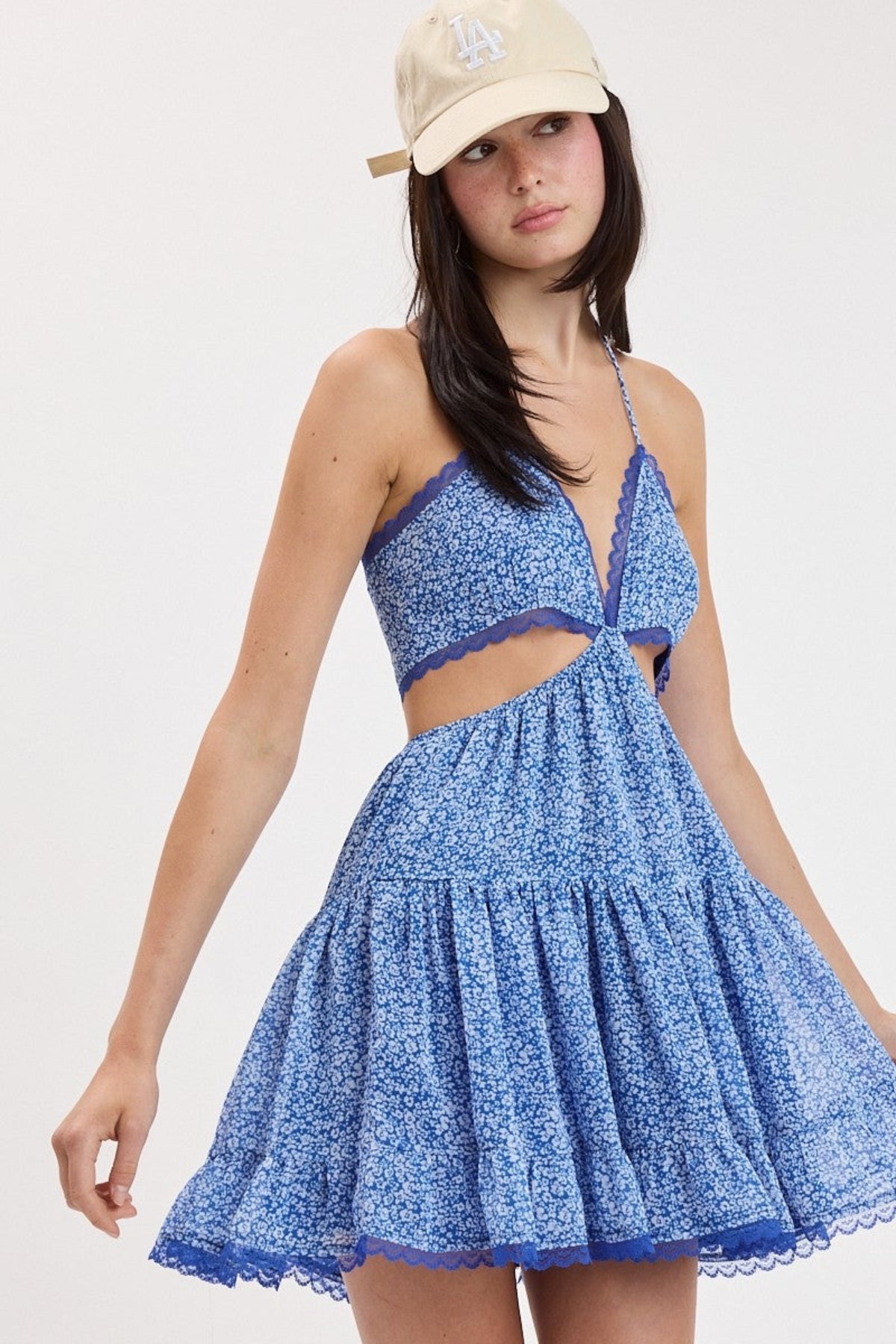 Garden Muse Blue Floral Halter Dress