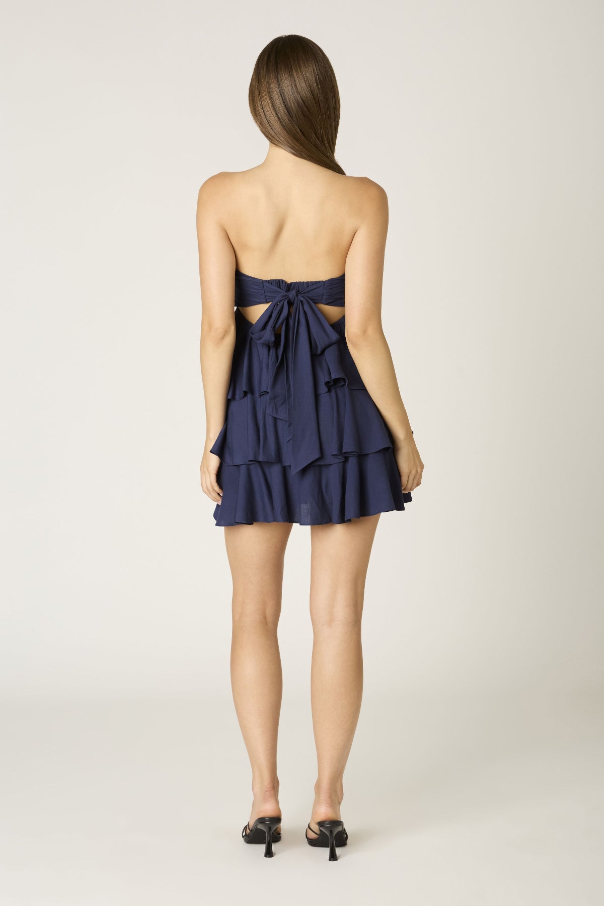 Charlotte Navy Strapless Ruffle Mini Dress