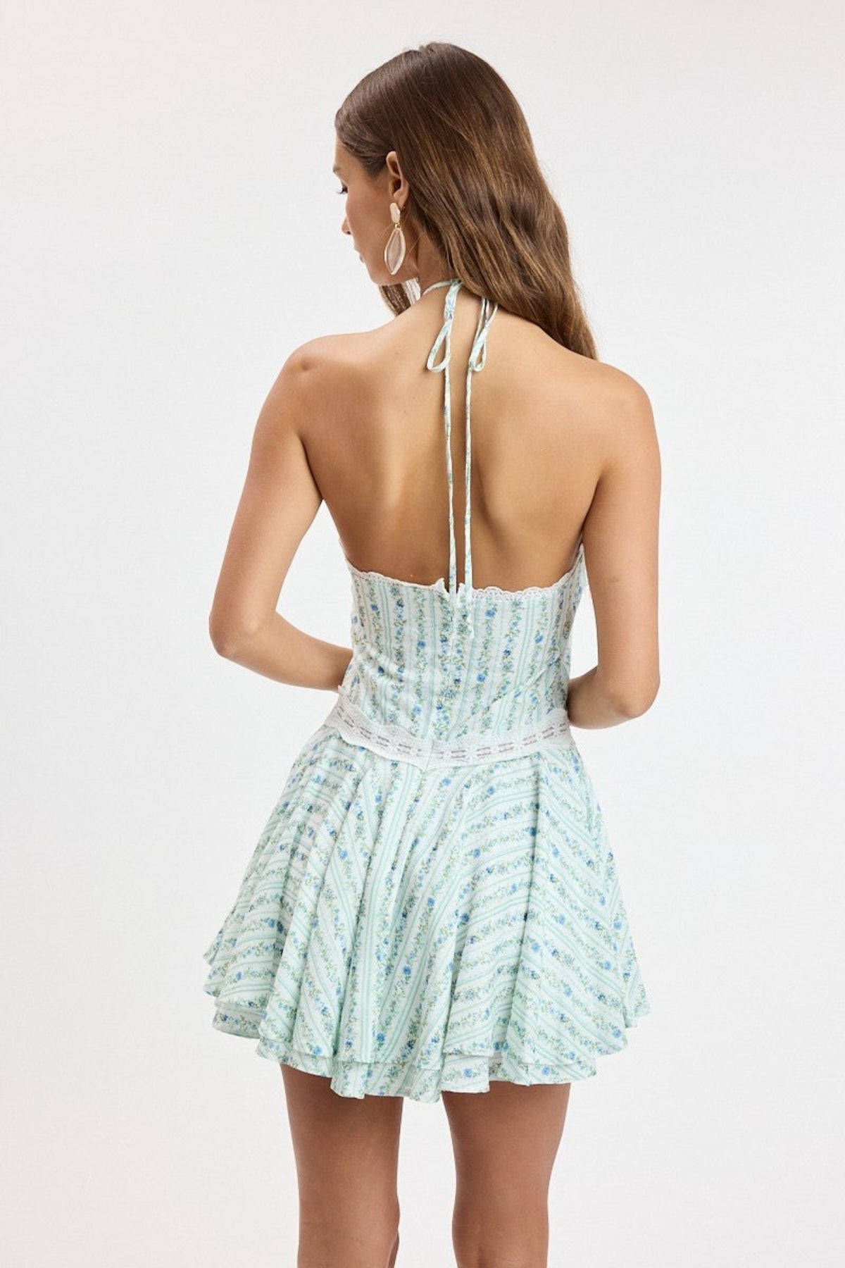 Naya Blue Floral Halter Mini Dress