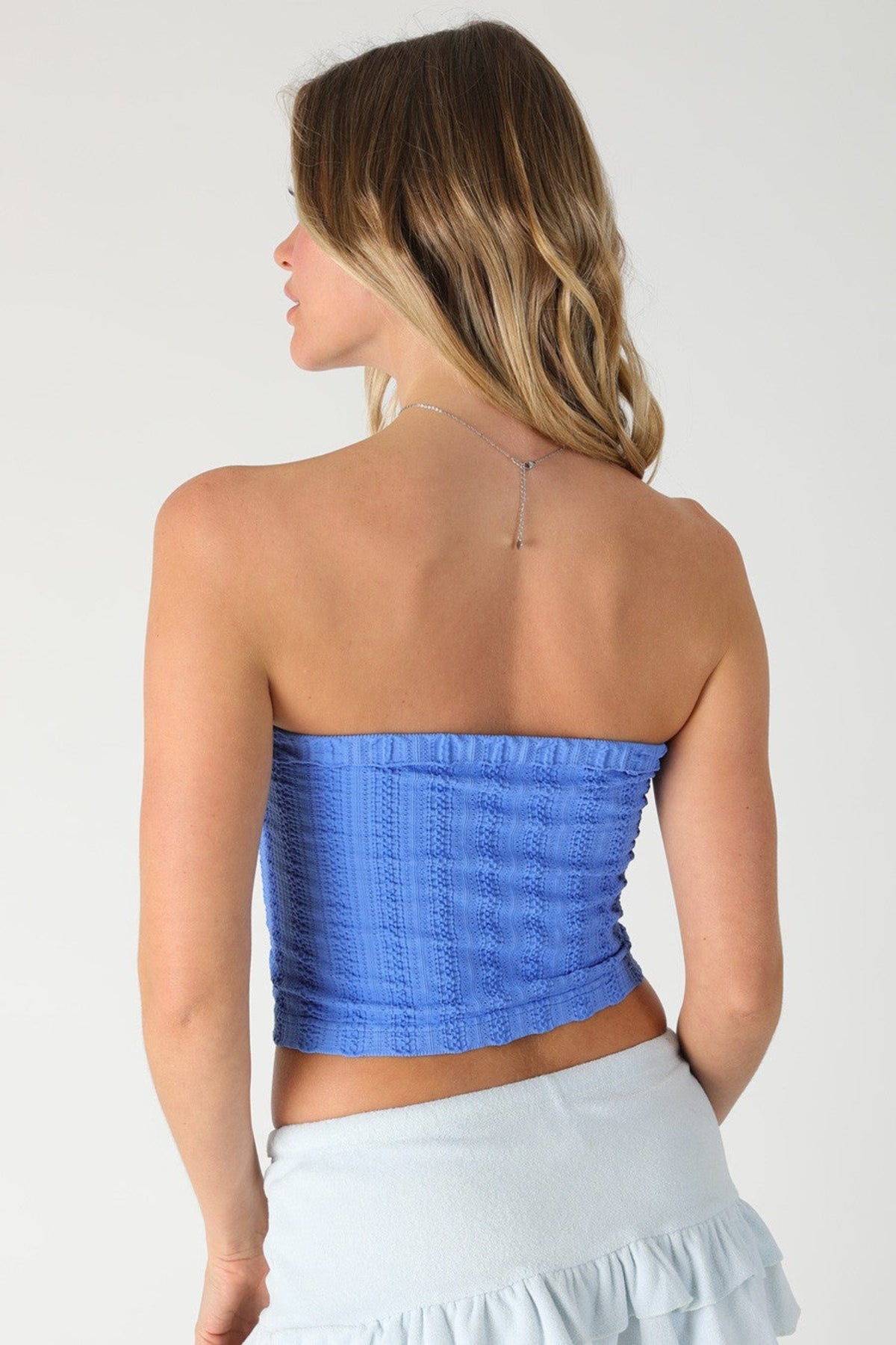 Nikibiki Marina Blue Textured Tube Top