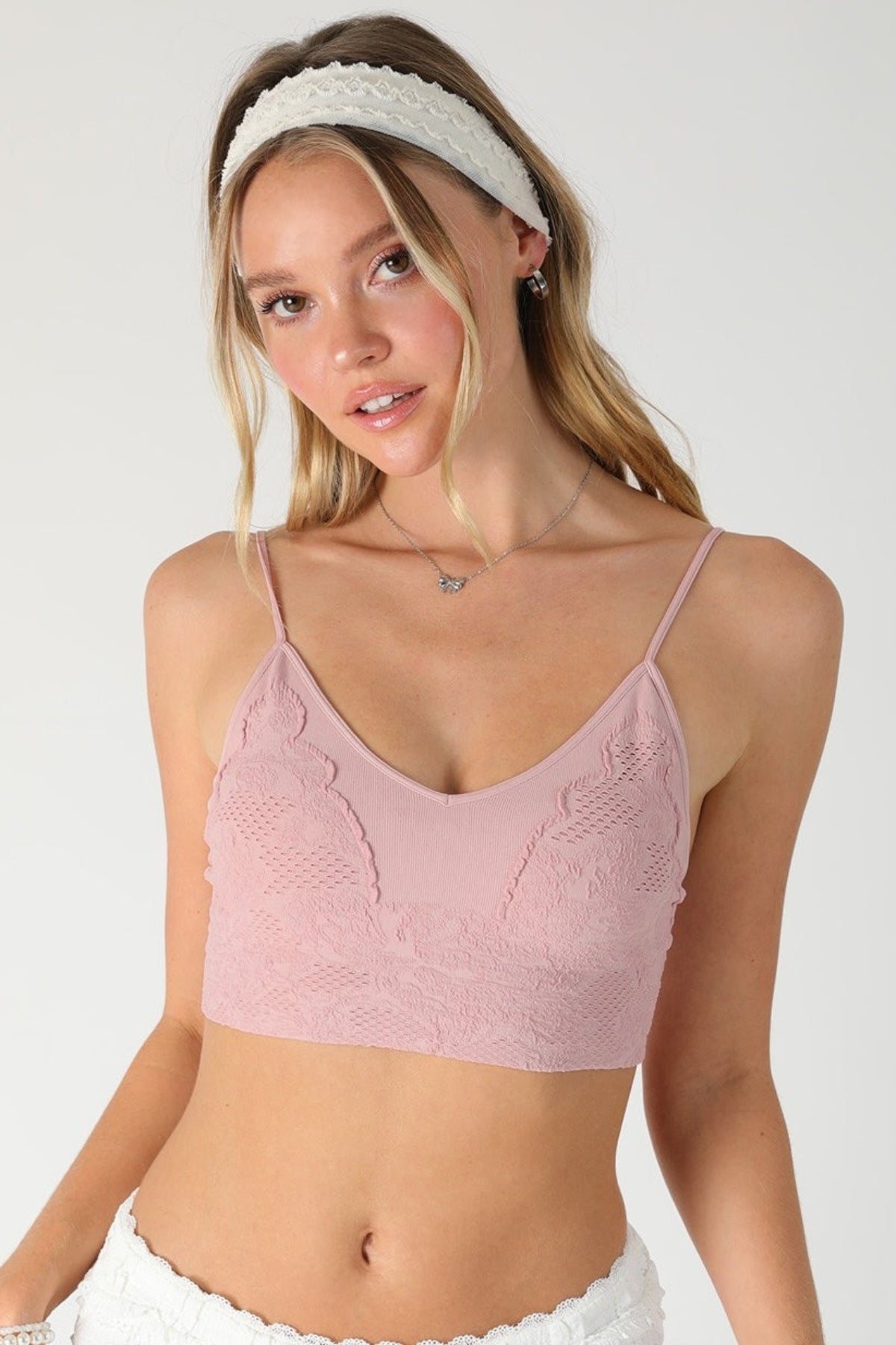 Nikibiki Blush Lace Embroidered Bralette