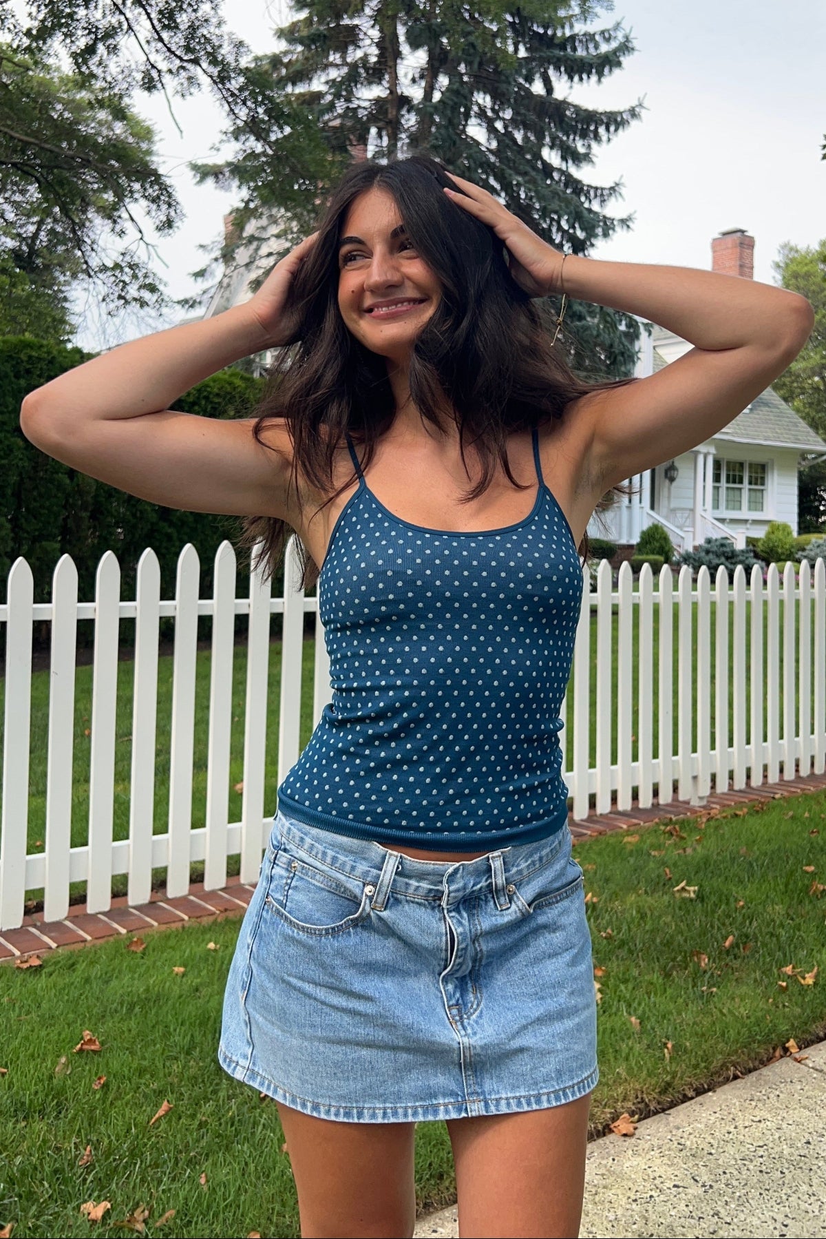 Nikibiki Deep Sea Blue Polka Dot Tank Top