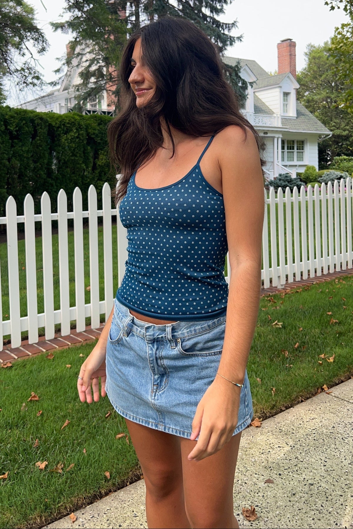 Nikibiki Deep Sea Blue Polka Dot Tank Top