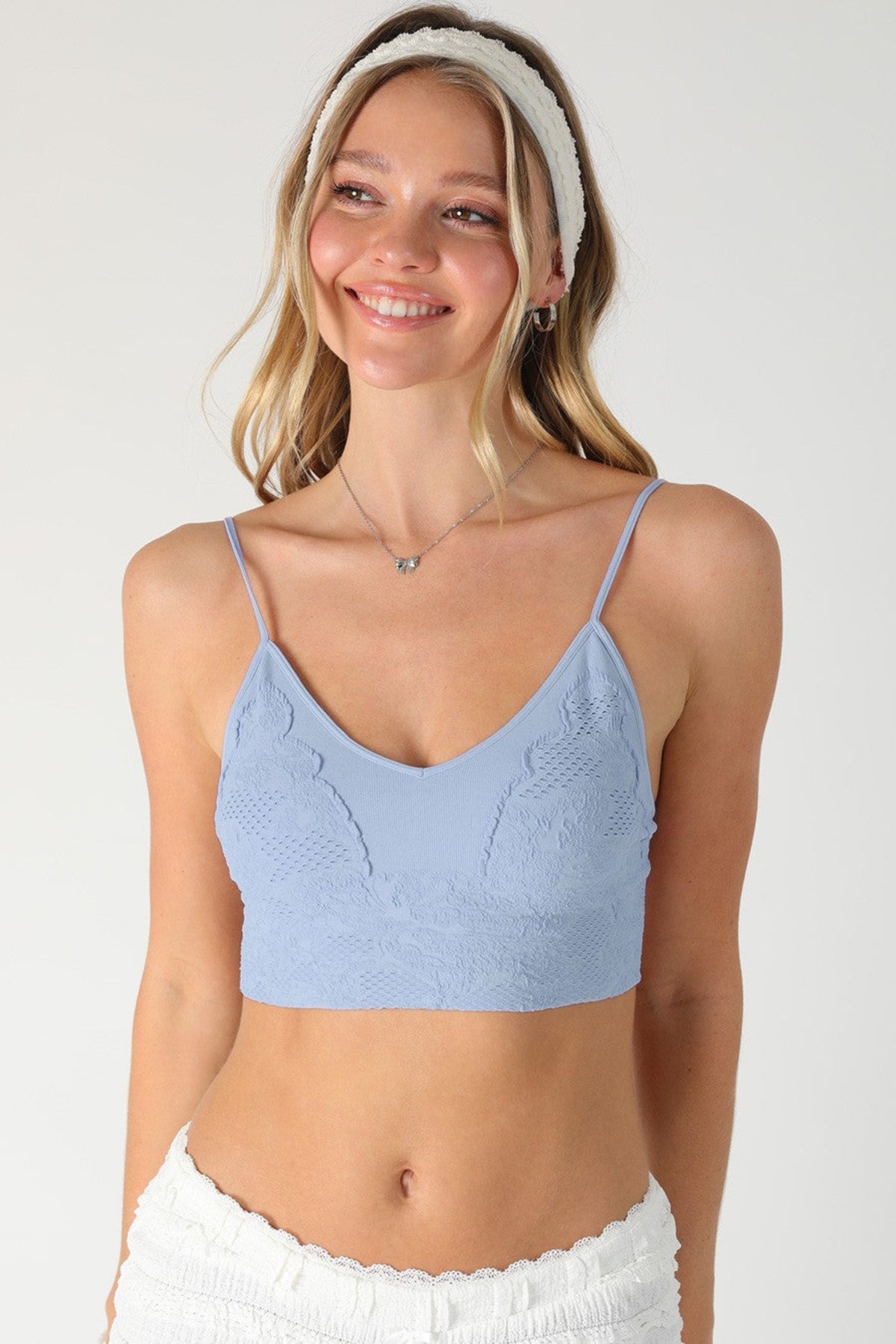 Nikibiki Light Blue Lace Embroidered Bralette