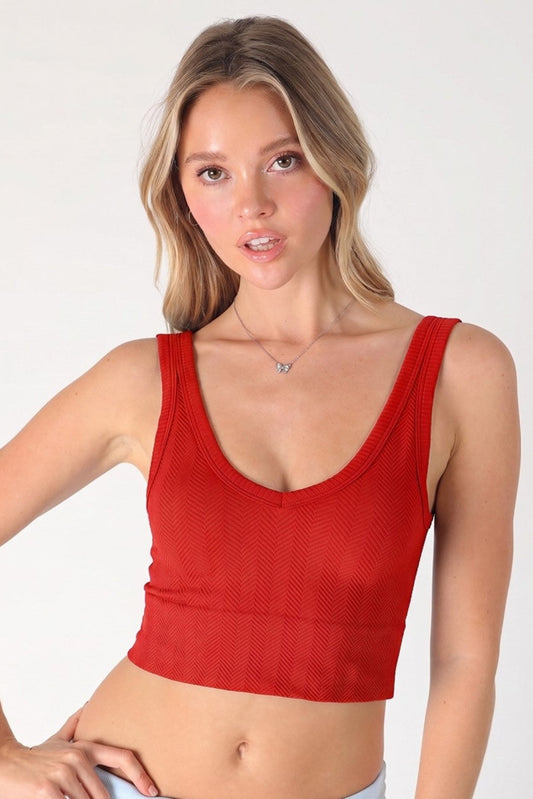 Nikibiki Red V-Neck Sleeveless Crop Top