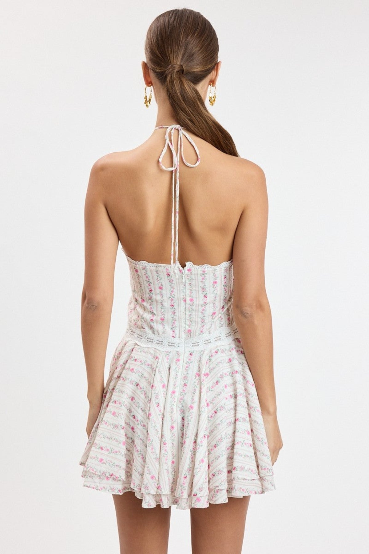 Naya Pink Floral Halter Mini Dress