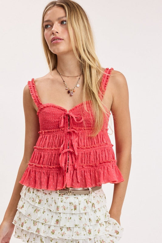 Primrose Red Ruffle Babydoll Top