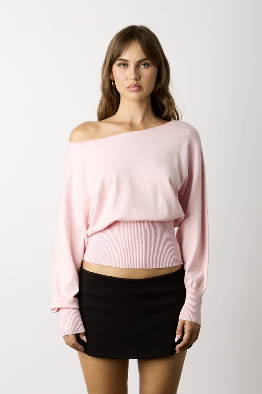 Roxie Pink Off-The-Shoulder Sweater Top