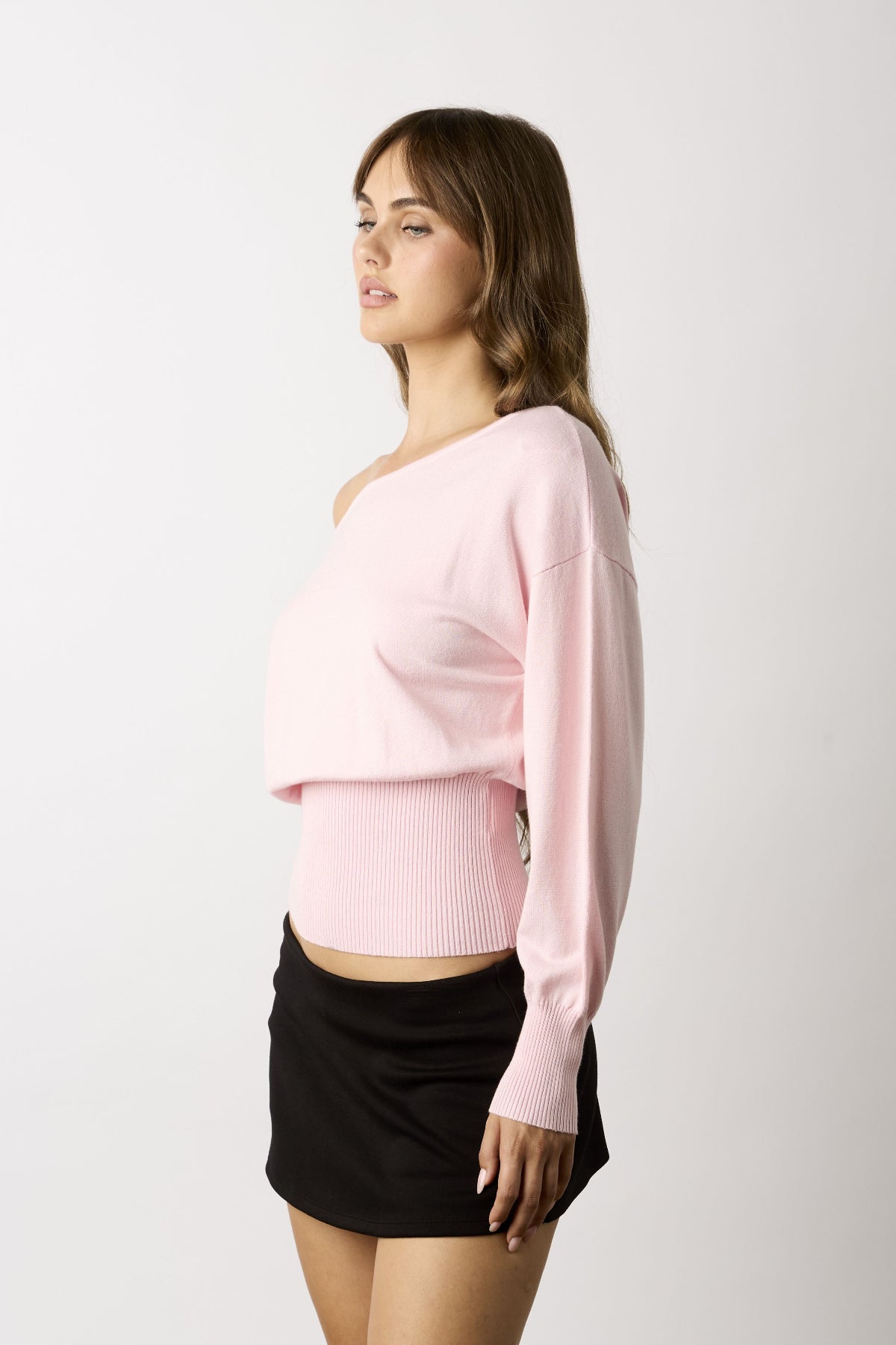 Roxie Pink Off-The-Shoulder Sweater Top