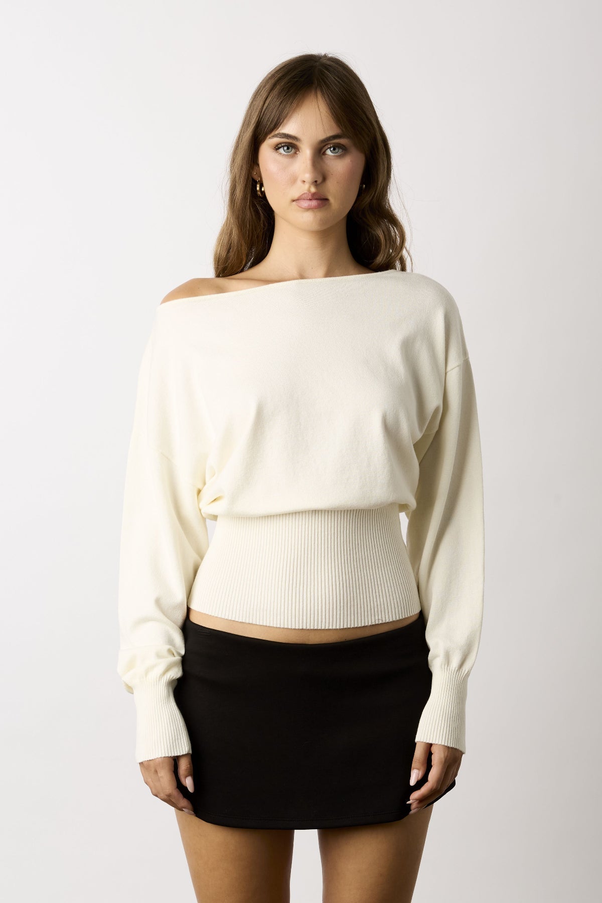 Roxie White Off-The-Shoulder Sweater Top