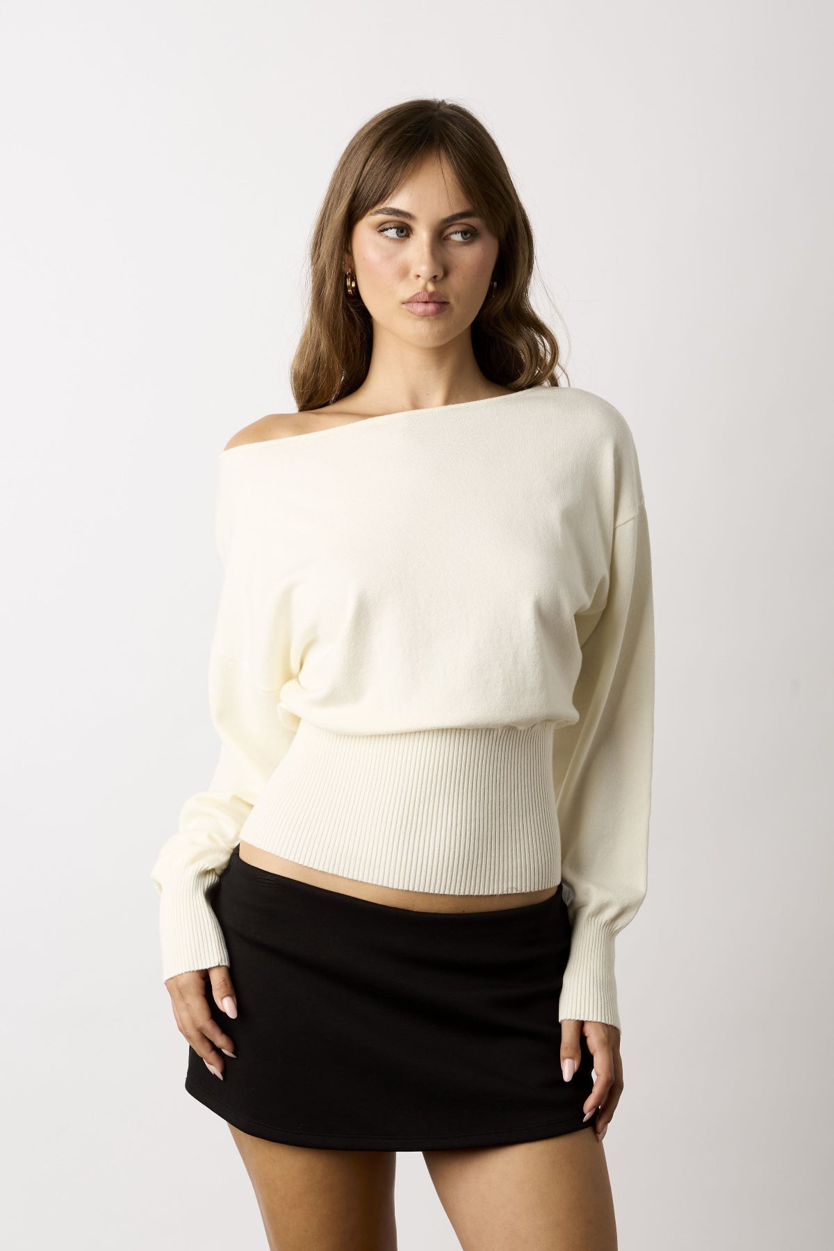 Roxie White Off-The-Shoulder Sweater Top