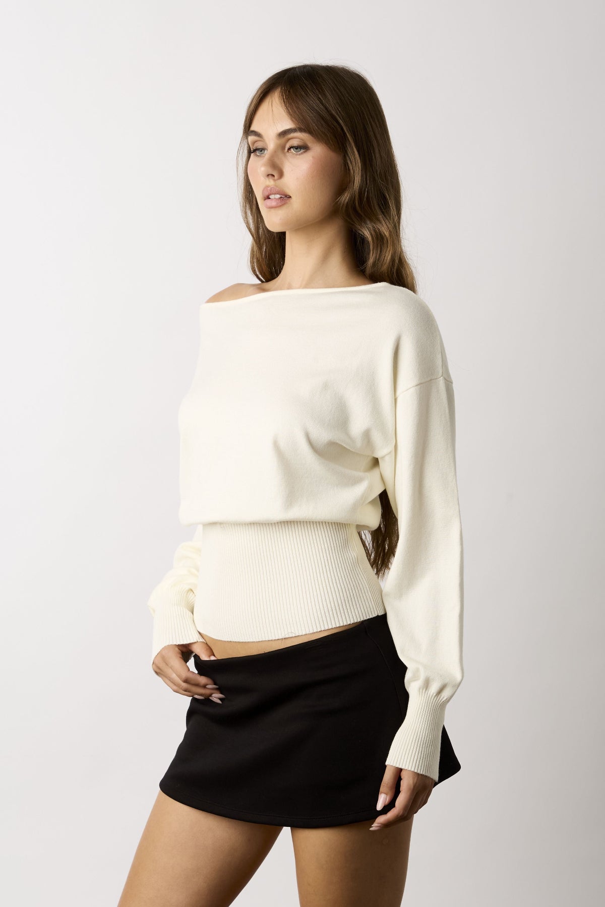 Roxie White Off-The-Shoulder Sweater Top
