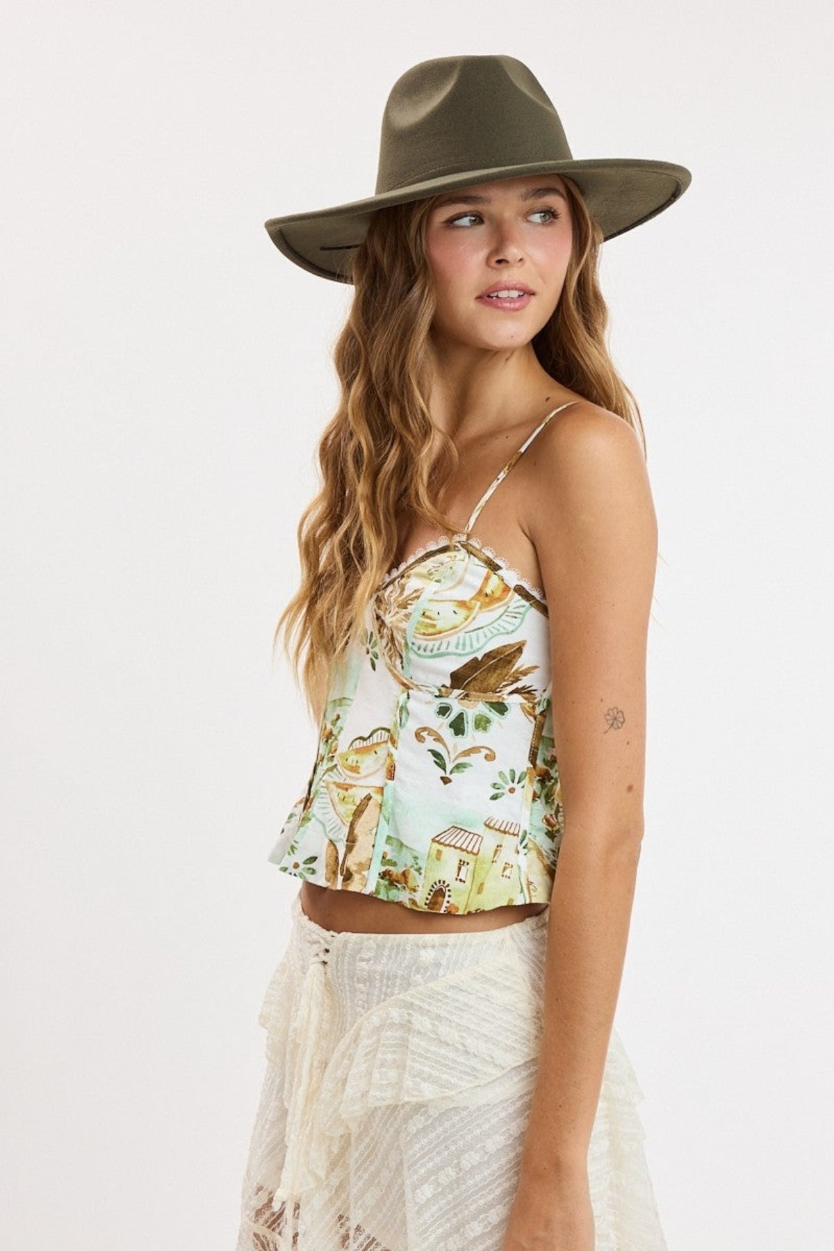 Sirena Ivory Vacation Print Bustier Top