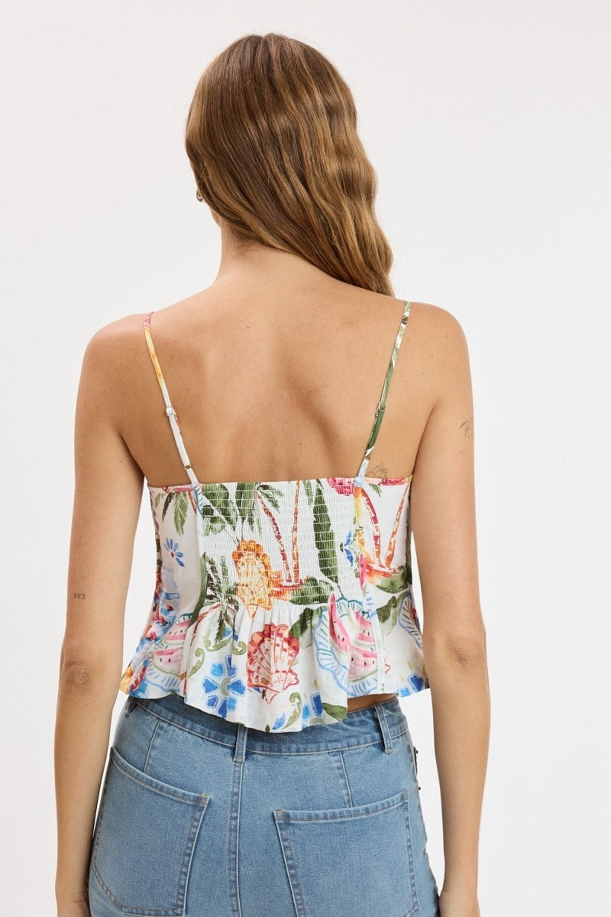 Sirena White Vacation Print Bustier Top