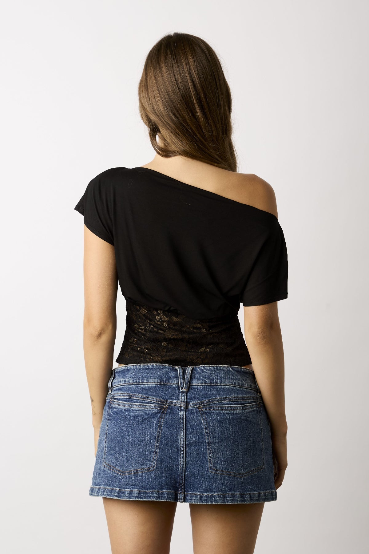 Vivi Black Off-The-Shoulder Lace Top