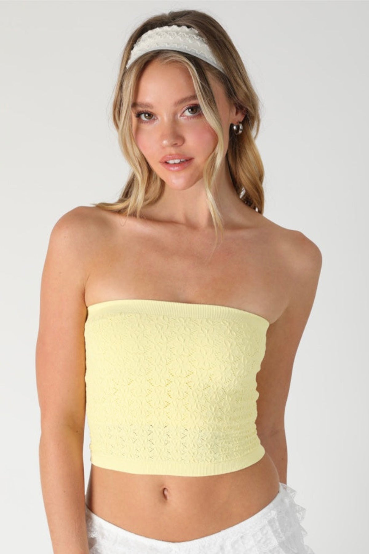 Nikibiki Yellow Lace Tube Top